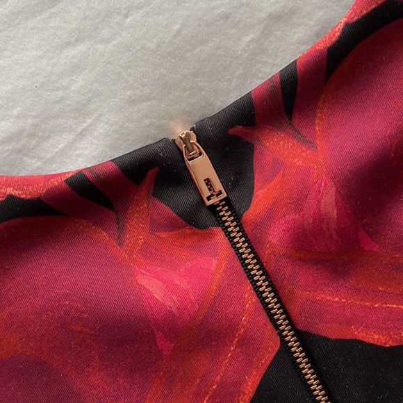 Ted Baker midi sheath dress, Size 0, Bold red floral print - Picture 10 of 11